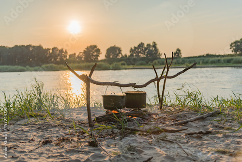 sunset on the river caping fishiing photo