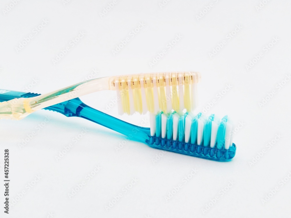 Used toothbrush on an isolated white background Used toothbrush on an isolated white background