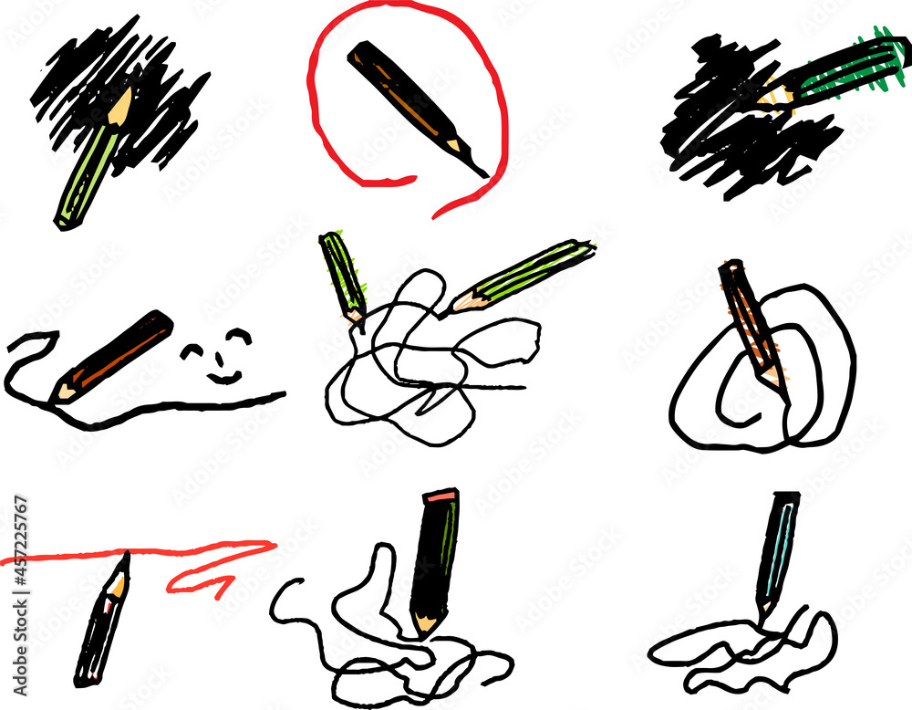 子供が描いた鉛筆のかわいい落書き 線を引く Stock Vector Adobe Stock 子供が描いた鉛筆のかわいい落書き 線を引く Stock Vector Adobe Stock