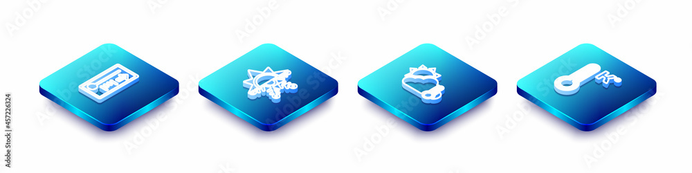Set Isometric line Meteorology thermometer, Sun and snowflake, Thermometer cloud, sun and icon. Vector Set Isometric line Meteorology thermometer, Sun and snowflake, Thermometer cloud, sun and icon. Vector