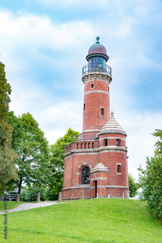 Red bricks lighthouse of at the Kiel Fjord