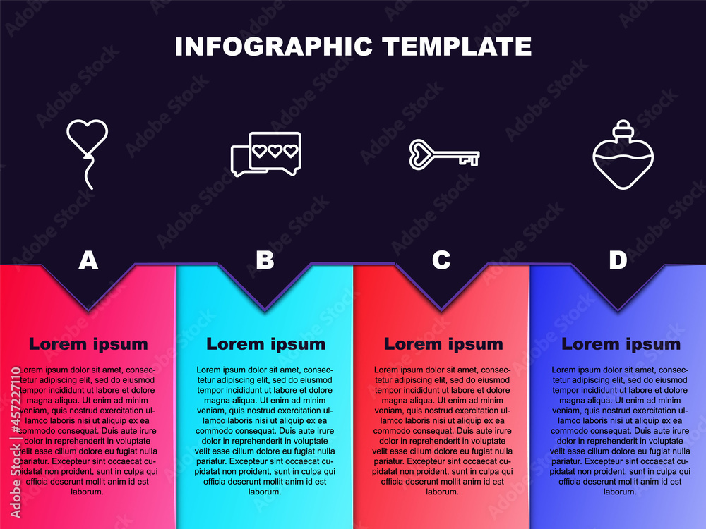 Set line Balloon in form of heart, Like and, Key shape and Bottle with love potion. Business infographic template. Vector Set line Balloon in form of heart, Like and, Key shape and Bottle with love potion. Business infographic template. Vector