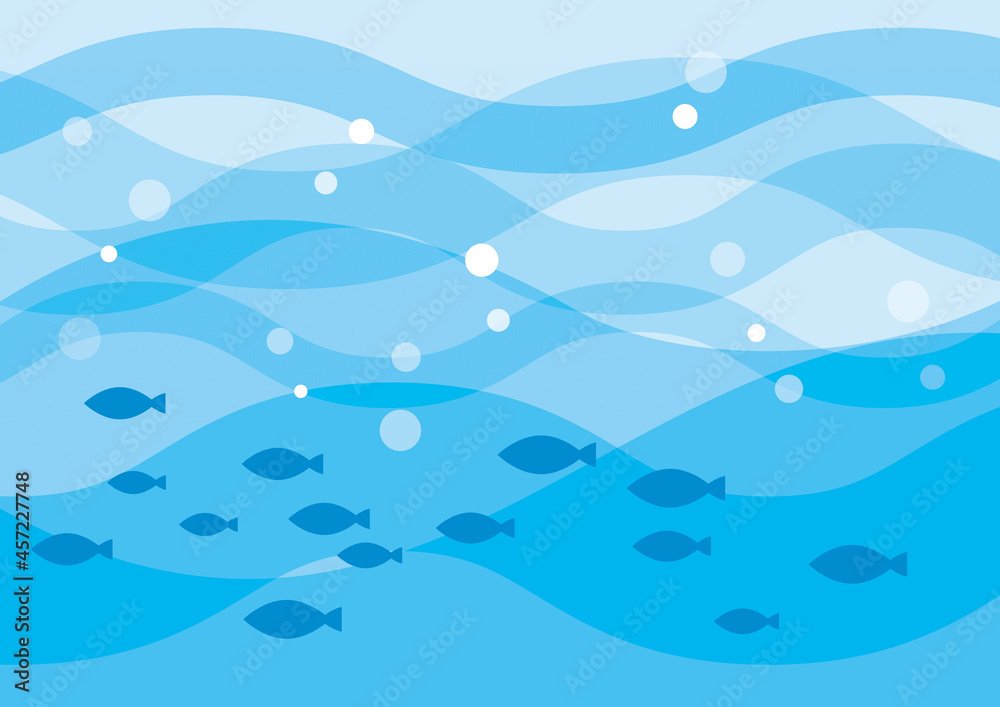 海中を泳ぐ魚の群れのイラスト Stock Vector | Adobe Stock