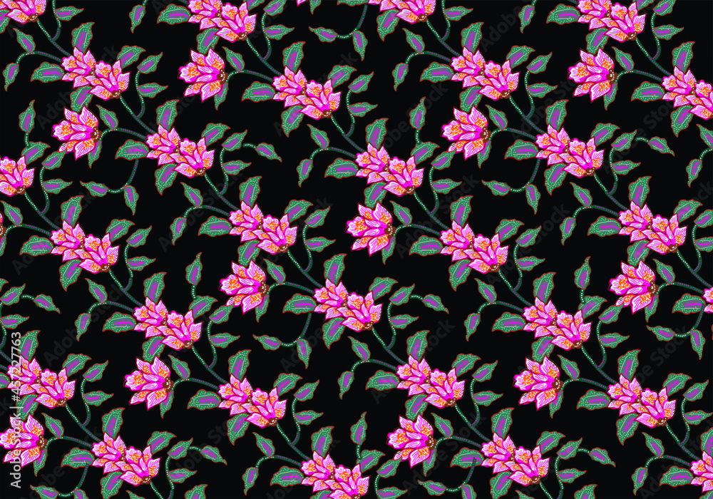 Indonesian batik motifs with flora and fauna patterns that are very distinctive and exclusive. vector EPS 10 Indonesian batik motifs with flora and fauna patterns that are very distinctive and exclusive. vector EPS 10