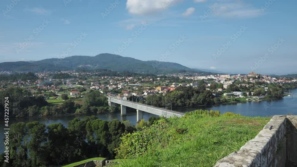 Beautiful landscape of the metal that crosses the river minho at the height of Tui and Valença do minho on the border between Spain and Portugal Beautiful landscape of the metal that crosses the river minho at the height of Tui and Valença do minho on the border between Spain and Portugal
