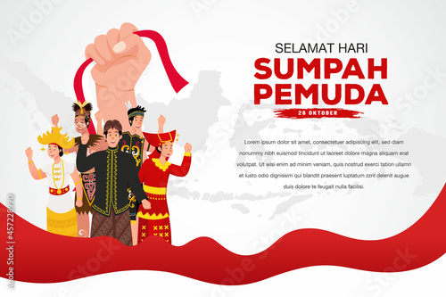 vector illustration. selamat hari Sumpah pemuda. Translation: Happy Indonesian Youth Pledge