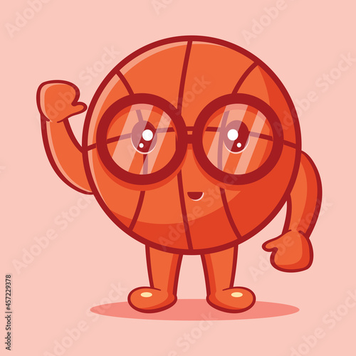geek basketball ball mascot isolated cartoon in flat style 