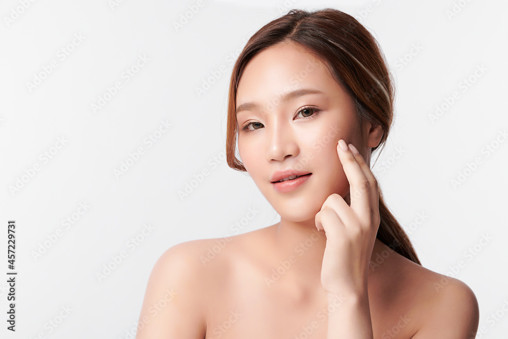 Beautiful young asian woman with clean fresh skin on white background, Face care, Facial treatment, Cosmetology, beauty and spa, Asian women portrait. Beautiful young asian woman with clean fresh skin on white background, Face care, Facial treatment, Cosmetology, beauty and spa, Asian women portrait.