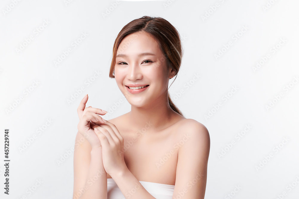 Beautiful young asian woman with clean fresh skin on white background, Face care, Facial treatment, Cosmetology, beauty and spa, Asian women portrait. Beautiful young asian woman with clean fresh skin on white background, Face care, Facial treatment, Cosmetology, beauty and spa, Asian women portrait.