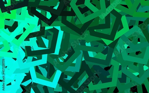 Dark Green vector backdrop with hexagons.