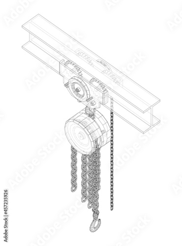 A Hoist on the beam. Vector