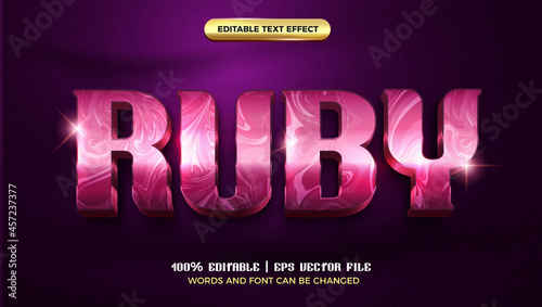 Ruby Glossy Marble luxury 3d editable text effect style template