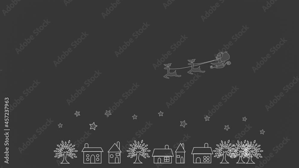 夜空を飛び回るサンタのシルエット 夜空を飛び回るサンタのシルエット