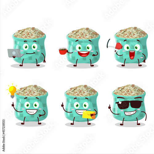 Dried rosemary cartoon character with various types of business emoticons