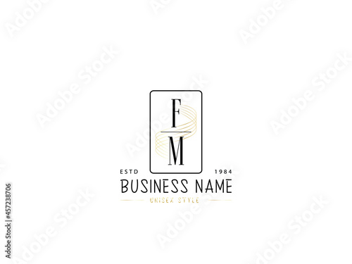 Letter FM Logo, Minimal fm logo icon design for wedding, fashion, apparel and clothing brand or all kind of use
