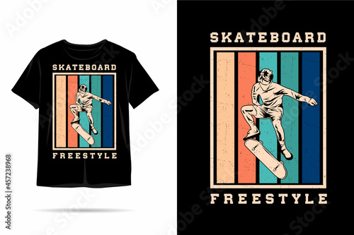 Skateboard freestyle silhouette t shirt design