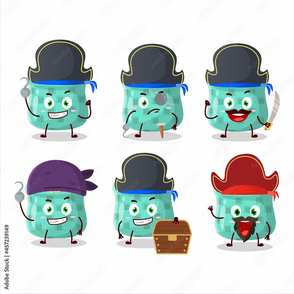 Cartoon character of dried rosemary with various pirates emoticons