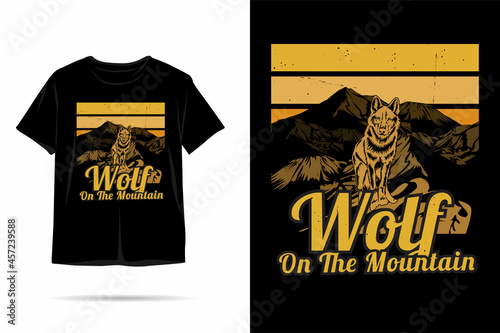 Wolf on the mountain silhouette t shirt design