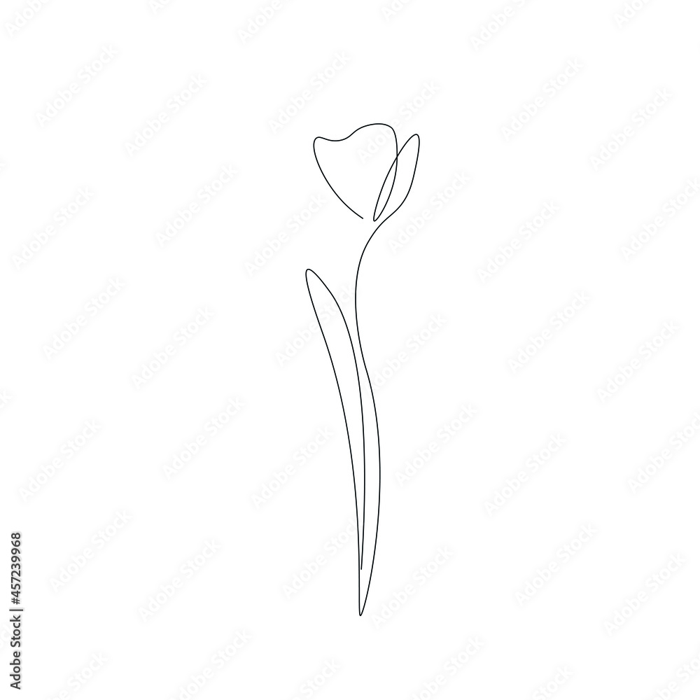 Flower silhouette line drawing vector illustration