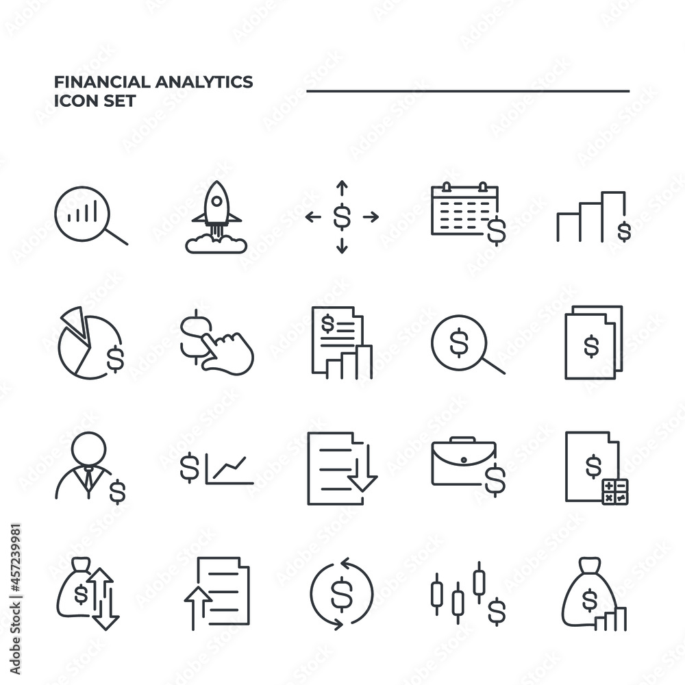 Fototapeta premium Financial Analytics set icon, isolated Financial Analytics set sign icon, vector illustration