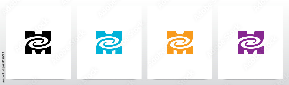Swirl Vortex On Letter Logo Design M Swirl Vortex On Letter Logo Design M