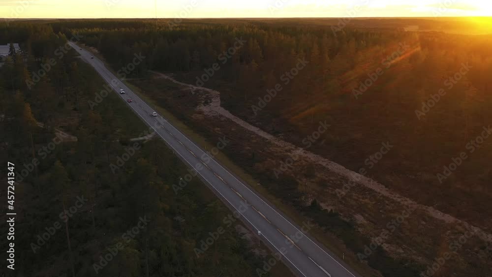 Aerial view around a Police camera surveillance system on a road - orbit, drone shot