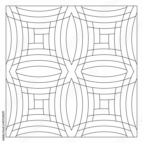 Tile pattern design. Composition of intersecting and overlapping diamonds and circles. Suitable for texture, surface element and coloring #305. EPS8.