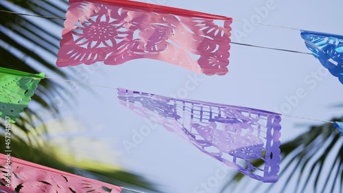 Mexican Perforated Papel Picado Banner, Paper Tissue Garland, Festival Flags