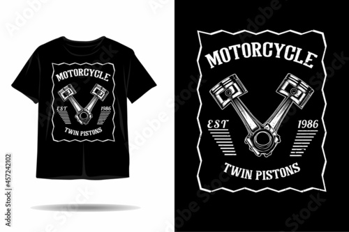 Motorcycle twin pistons silhouette t shirt design