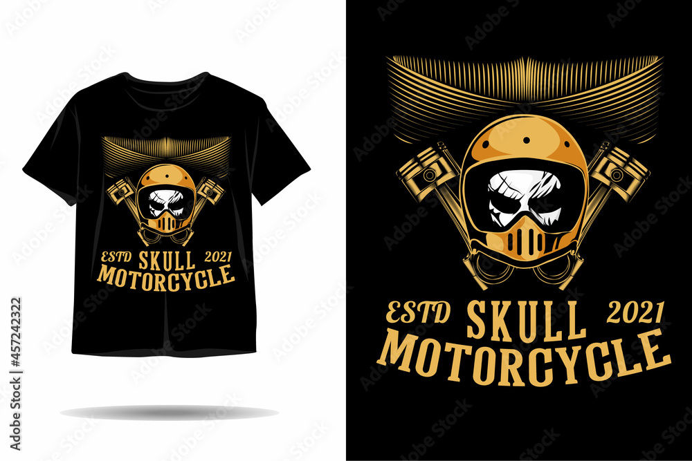 Fototapeta premium Skull vintage helmet silhouette t shirt design