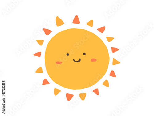 かわいい笑顔の太陽／手書きイラスト
