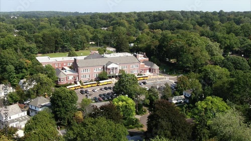 Queens, New York, United States - September 26, 2021 : Aerial of a school in Bayside Queens, a neighborhood in Queens, New York photo