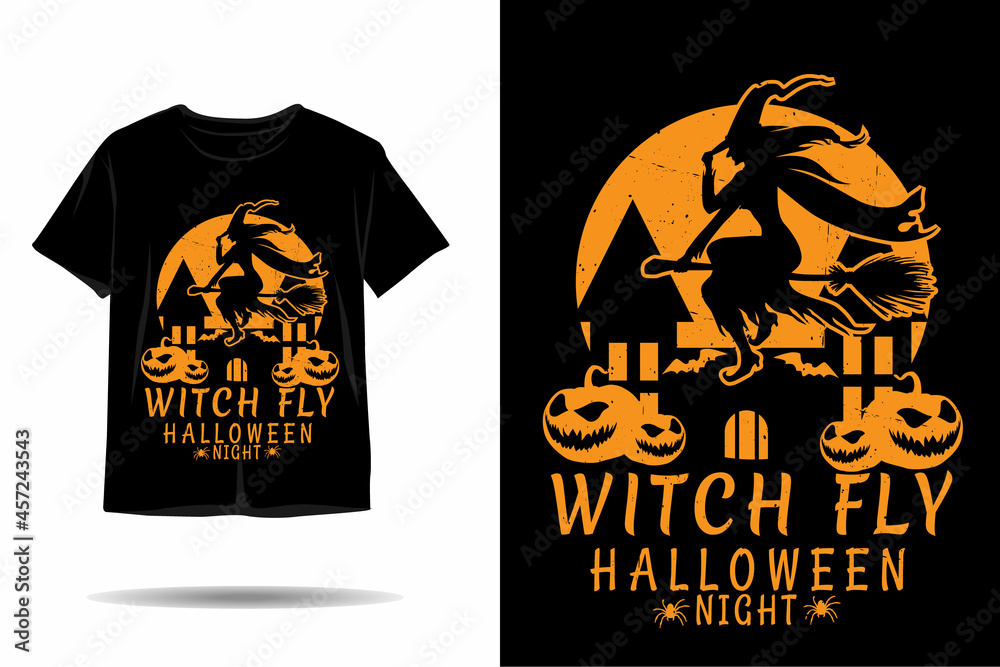 Witch fly halloween silhouette t shirt design