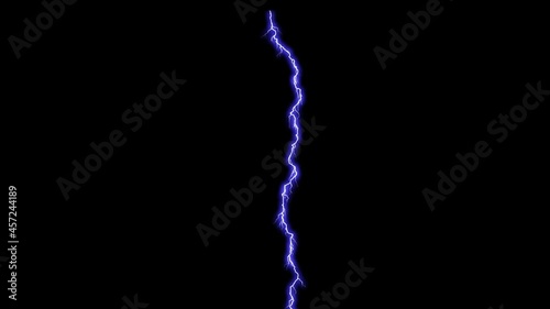 Set of Beautiful Lightning Strikes on Black Background. Electrical Storm. Video of Blue Realistic Thunderbolts in Loop Animation in 4k 3840x2160.Thunderstorm with flashing lightning thunderbolt photo