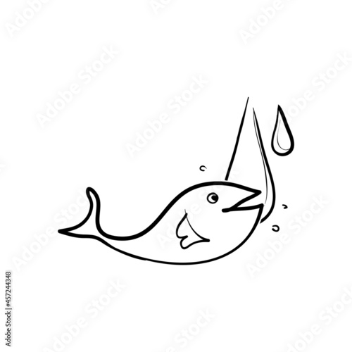 hand drawn doodle fish oil icon illustration vector isolated