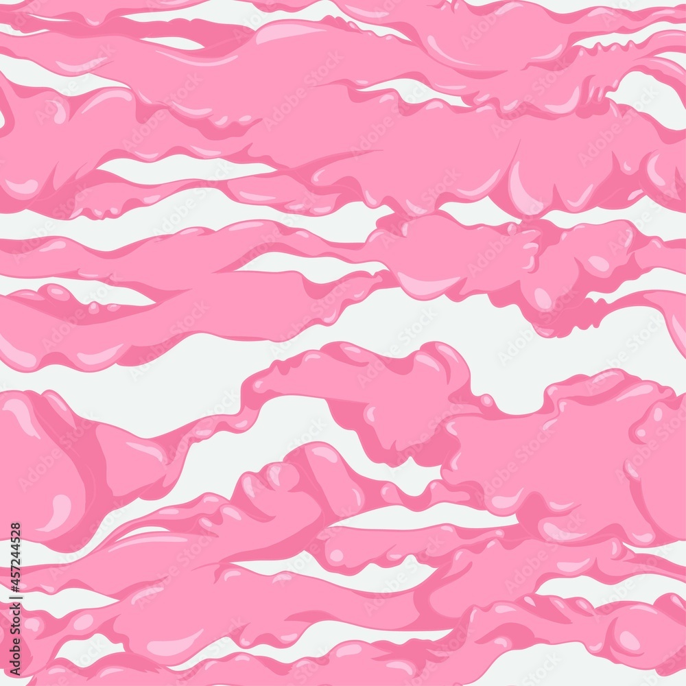 Cartoon bubblegum seamless pattern. Vector illustration bubble gum. Seamless pattern with infinity pink bubblegum