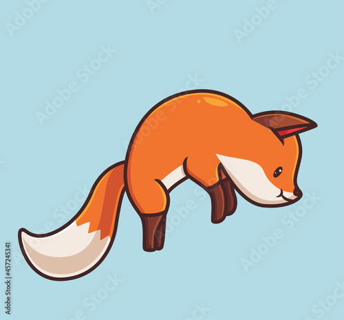 cute red fox jumping. cartoon animal autumn season concept Isolated illustration. Flat Style suitable for Sticker Icon Design Premium Logo vector. Mascot character