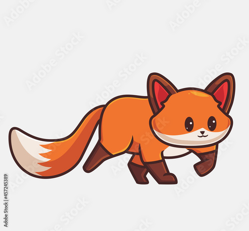 cute fox hunting. isolated cartoon animal nature concept illustration. Flat Style suitable for Sticker Icon Design Premium Logo vector. Mascot Character