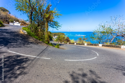 Route en lacets, chemin de la Surprise, Saint-Leu, île de La Réunion 