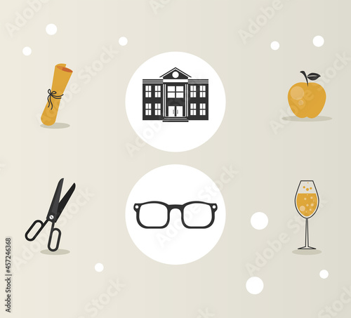 six graduation icons