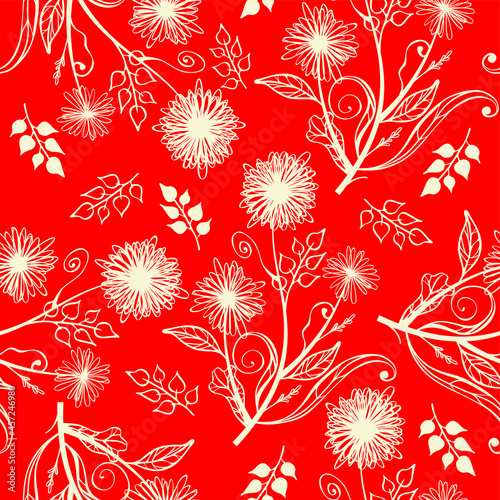 Vector seamless texture with dandelion patterns.