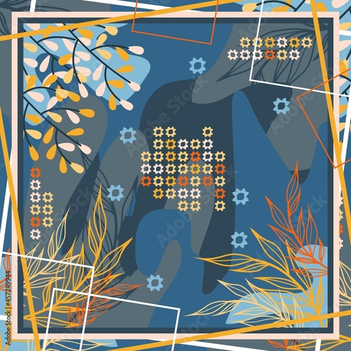 Pattern of hijab motif design with abstract design. Silk scarf pattern vector design inspiration