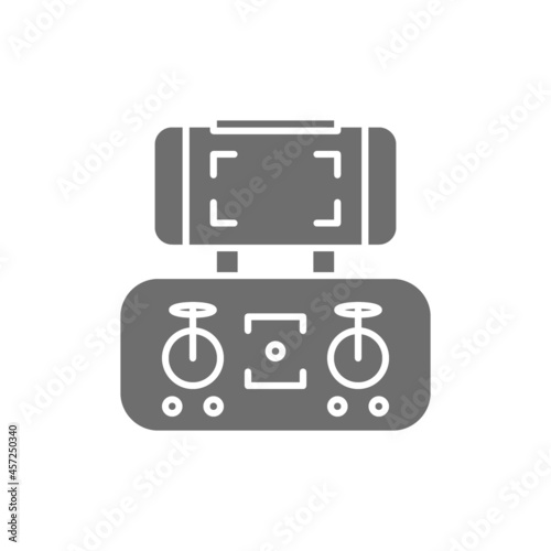Mobile control panel for drone, remote controller, gamepad line icon.