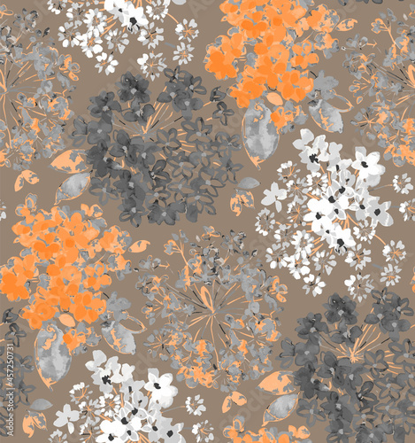 orange and white decorated flower pattern design