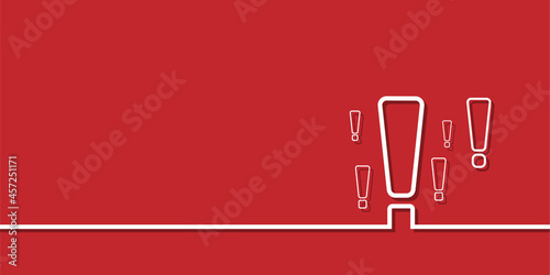 exclamation mark outline on red background. business template with copy space. for your design. vector illustration