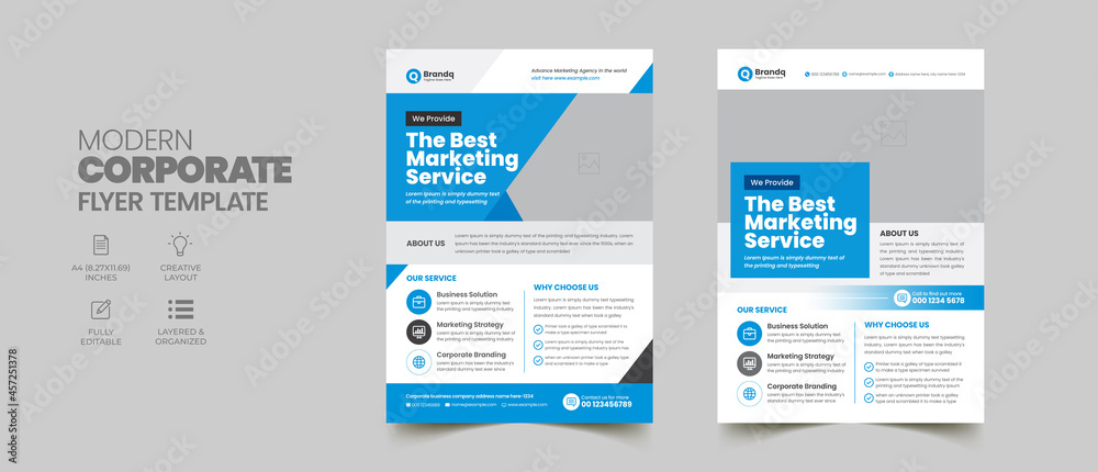 Flyer brochure cover design layout background, Corporate Business poster pamphlet blue red green colors scheme template in A4 size