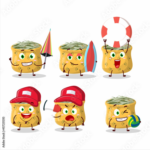 Happy Face rosemary cartoon character playing on a beach
