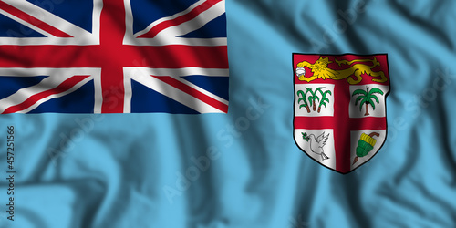 Fiji flag realistic waving photo