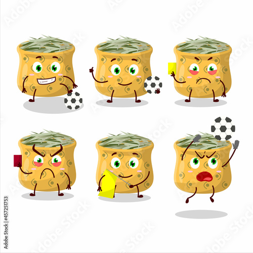 Rosemary cartoon character working as a Football referee