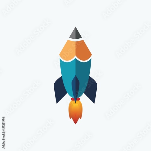 launch pencil rocket vector symbol icon or logo tamplete.
